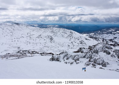 On Top Of One Of The Hills In Perisher Ski Resort In New South Wales In Australia In Winter