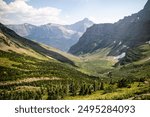 on the top of the siyeh bend at the siyeh pass trail. on this point you can see st mary lake from far away. Glacier national park, Montana, USA