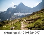 on the top of the siyeh bend at the siyeh pass trail. on this point you can see st mary lake from far away. Glacier national park, Montana, USA