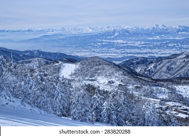 On The Top Of Snow Mountain In Nagano, Japan.