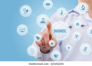 On the virtual screen, the doctor conducts the test. - Shutterstock ID 631452233