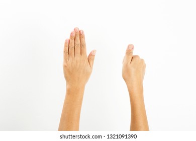 on a white background. hand movement (lady)  - Shutterstock ID 1321091390