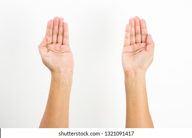 On A White Background. Hand Movement (lady) 