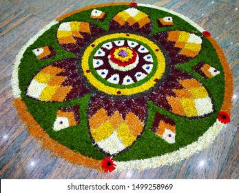 Onam Pookalam Floral Arrangement Done During Stock Photo 1499258969 ...