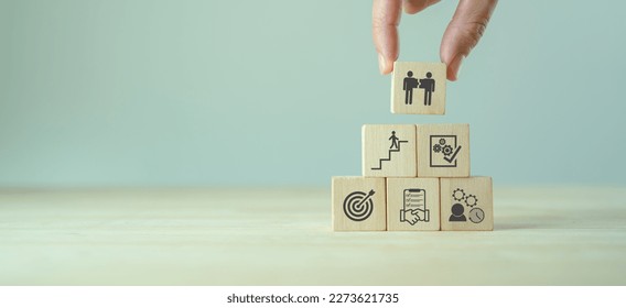 Onboarding new employee process concept. Ensuring that the new employees are able to hit the ground running with their new team. Staff induction practices and organizational socialization. - Shutterstock ID 2273621735