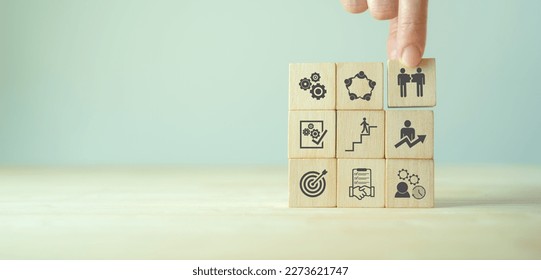 Onboarding new employee process concept. Ensuring that the new employees are able to hit the ground running with their new team. Staff induction practices and organizational socialization. - Shutterstock ID 2273621747