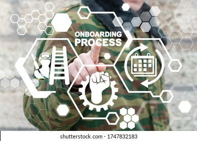 Onboarding Process Soldiers Career Ladder Management Concept. Military Service Onboard.