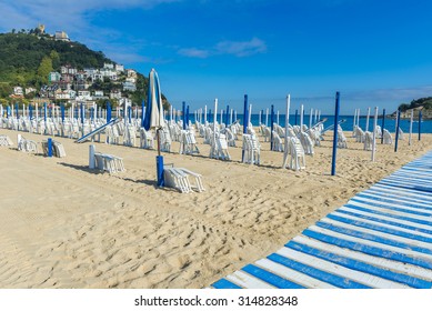 Ondarreta Beach In A Sunny Day, San Sebastian (Spain)