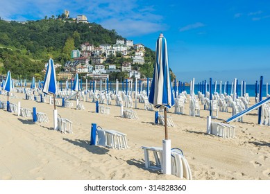 Ondarreta Beach In A Sunny Day, San Sebastian (Spain)