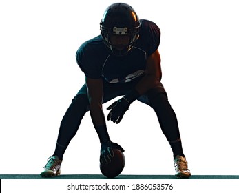 one afro american football player man in studio silhouette shadow isolated on white background - Powered by Shutterstock