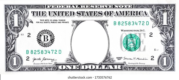 One American Dollar With No Face, Isolated.
