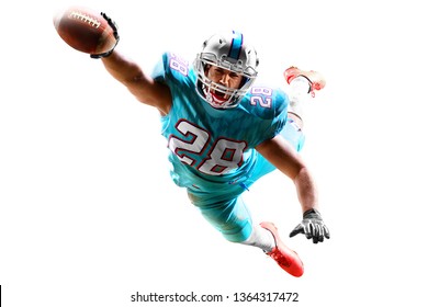 one american football player man studio isolated on white background