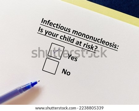 One is answering question about child infection. His child is at risk for infectious mononucleosis. Stock photo © 