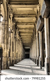 One Of The Arcades Of Palais Royale In Paris