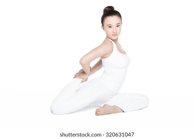 One Asian Woman Contortionist Practicing Gymnastic Stock Photo ...