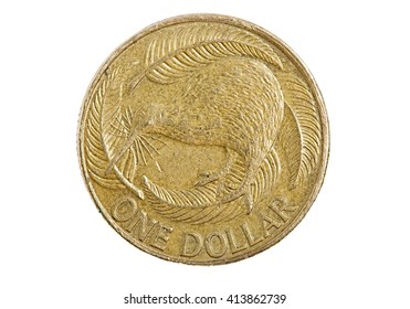 One Australian Dollar Coin Isolated On White Background