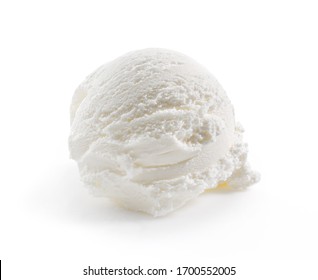 One ball of ice cream on white background. Isolated