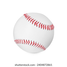 One baseball ball with stitches isolated on white