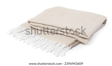 One beautiful beige blanket isolated on white