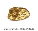 One beautiful gold nugget on white background