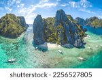 One of the best island and beach destination in the world, a stunning view of rocks formation and clear water of El Nido Palawan, Philippines. 