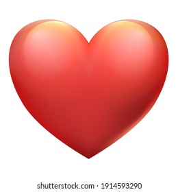 One big red heart isolated on white background. Suitable for Valentine's day, Mother's day, Women's day, sticker, greeting card. Heart illustration JPG