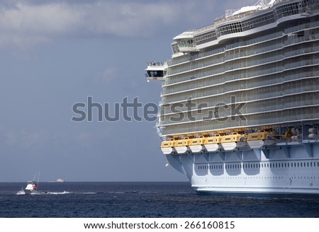 One of the biggest cruise ships in the world docked in Cozumel island (Mexico).