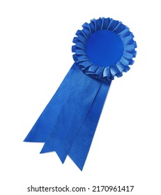 One Blue Award Ribbon Isolated On White