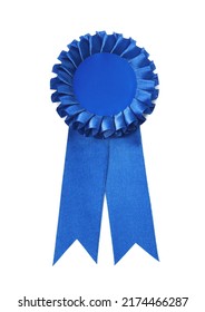 One Blue Award Ribbon Isolated On White