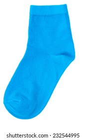 One Blue Sock On Pure White Background  