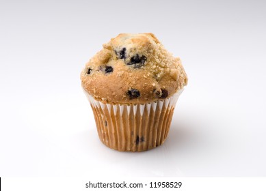 One Blueberry Muffin On White Background