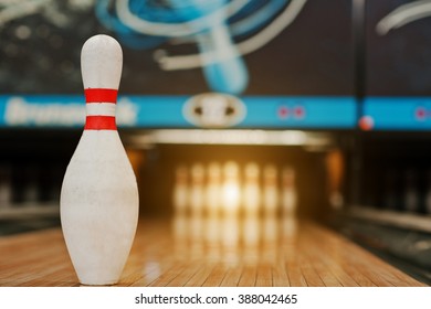 One Bowling Pin Background Bowling Lane