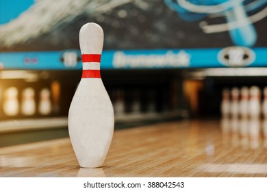 One Bowling Pin Background Bowling Lane