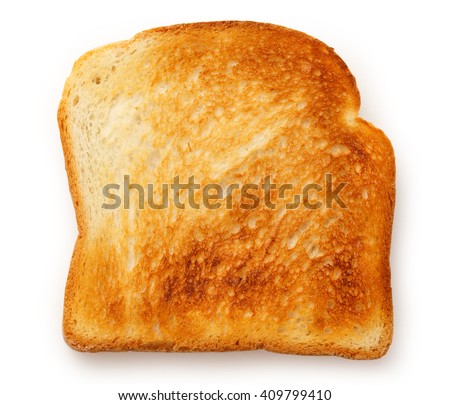 One bread slice on the white background