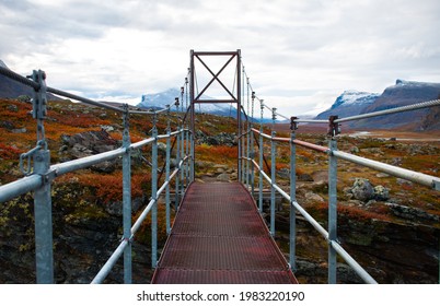 One of the bridges across the streams of Kungsleden trail between Salka and Singi, Lapland, Sweden