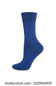 One Bright Blue Sock On White Background