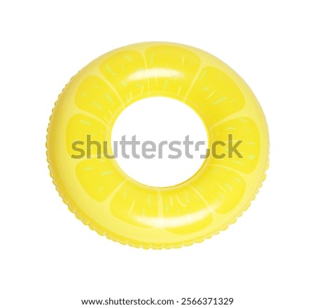 One bright inflatable ring isolated on white, above view
