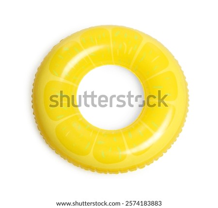 One bright inflatable ring isolated on white, top view