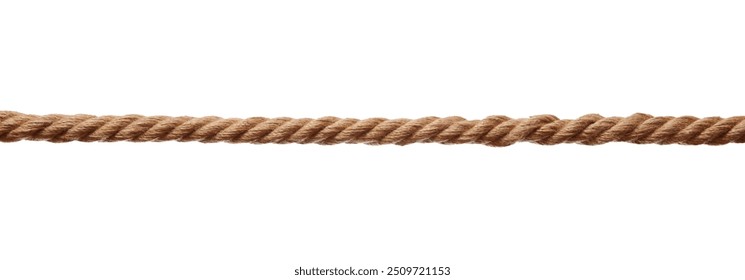 One brown braided rope isolated on white