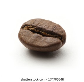 One Brown Coffee Bean On White