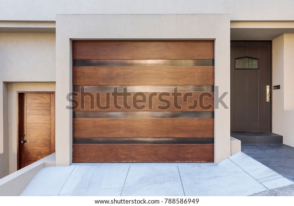 One Car Garage Door Modern House Stock Photo Edit Now 788586949