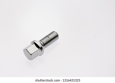 One car wheel bolts isolated white background and copyspase    Image