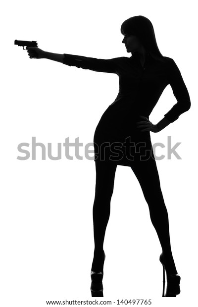 One Caucasian Sexy Detective Woman Holding Stock Photo (Edit Now) 140497765