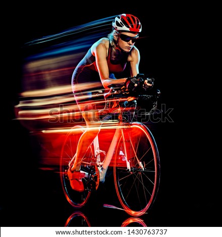 Similar – Man on bicycle preparing for triathlon race