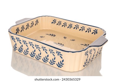 One ceramic baking dish, macro, isolated on white background. - Powered by Shutterstock