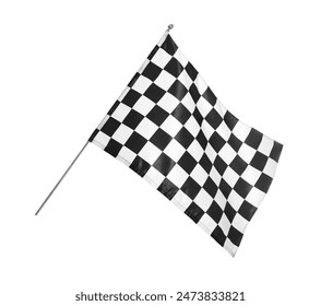 One checkered finish flag isolated on white - Powered by Shutterstock