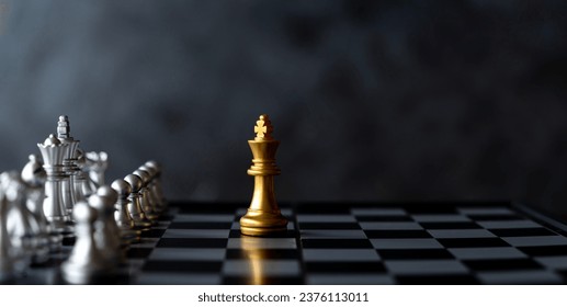 One Chess Piece is with a full set of chess strategy, planning and decision making concepts. Chess strategic business plan on businesspeople background - Powered by Shutterstock