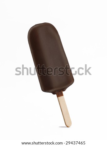One chocolate vanilla ice cream,isolate lollipop.