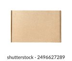 one closed cardboard box on white isolated background, top view