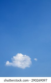 One Cloud Over Horizon. Blue Sky And Cloud. 